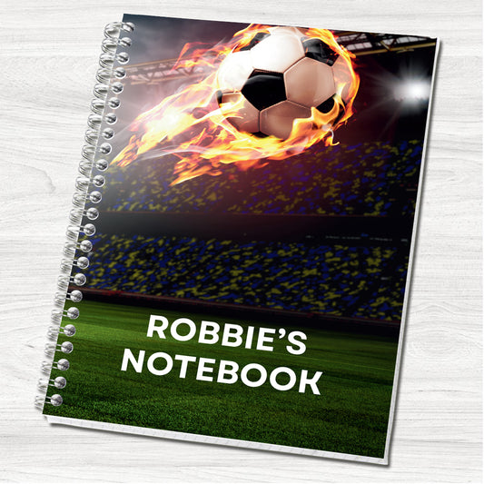 Personalised Wirebound A5 Football Themed Notebook This