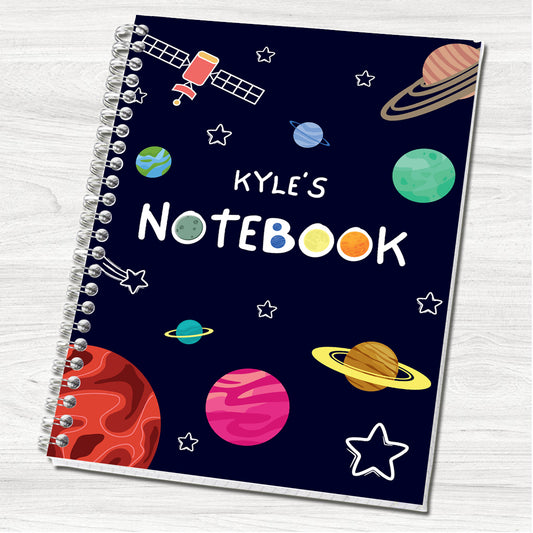 Planets Personalised A5 Wirebound Notebook