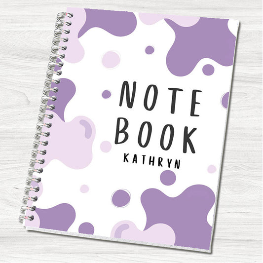 Personalised Purple Splats Notebook: Wire Bound A5 or A4