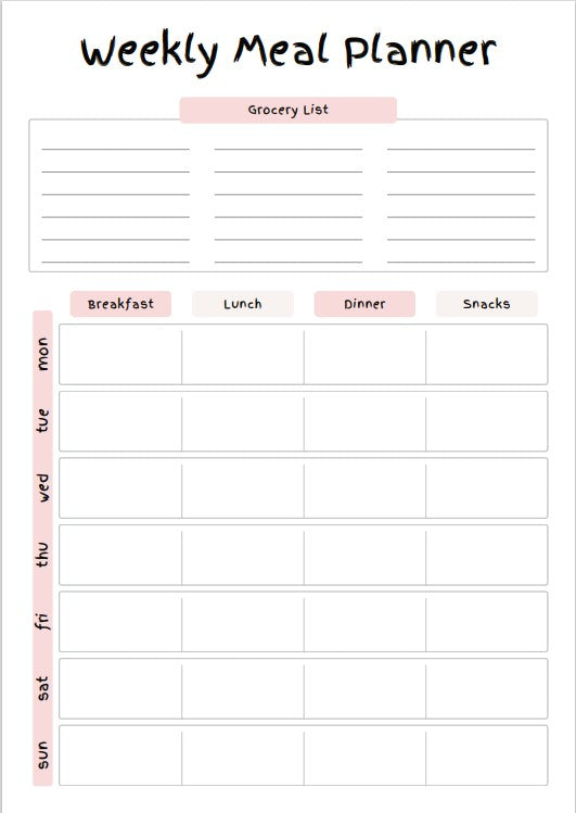 Meal Planner & Shopping List Pad, Shopping List Pad, 52 Week Meal Planner, Pink Minimalist, A5 Notepad, List Pad, Weekly List, UK Supplier