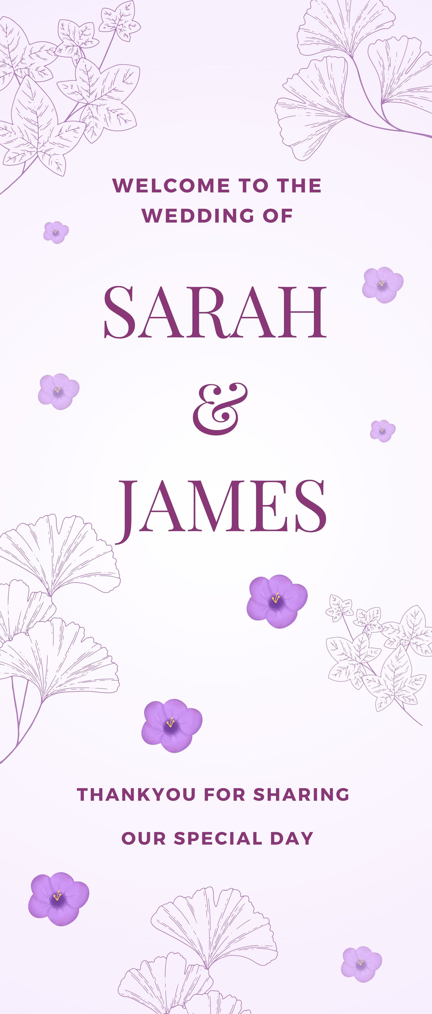 Wedding Roller Banner, Wedding Welcome Banner, Purple Pastel Personalised Wedding Banner, Made to Order, Bespoke Designs, Roller Banner