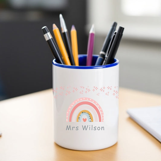 blue personalised pen pot