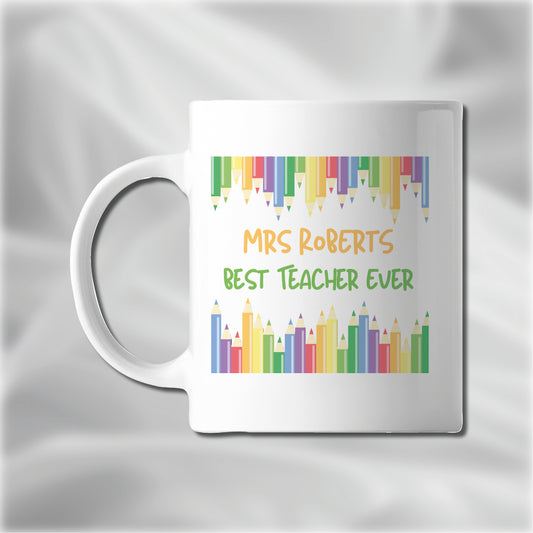 Pencils Personalised Teacher Mug, Teacher Gifts, End of Term Gifts