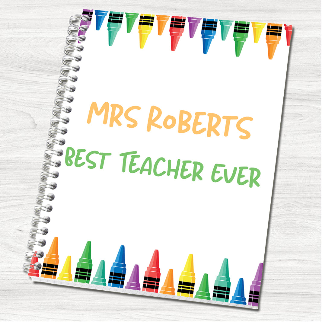 Personalised Teacher Notebook: Crayon Design, End of Year Gift