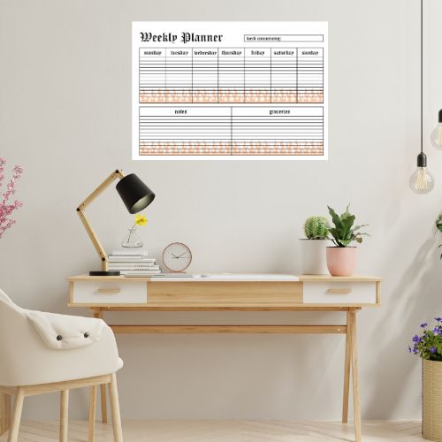 Flames Weekly Wall Planner, Extra Large Planner, Weekly Organising Board, Wall Mountable, Wipe Clean Kitchen Menu Board, Made to Order