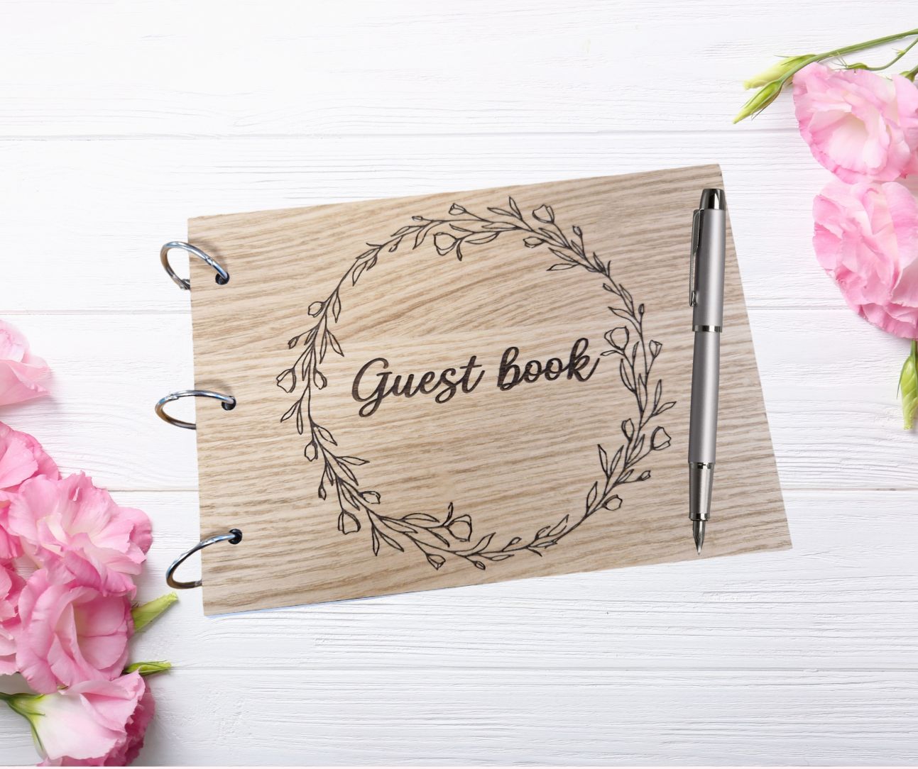 Personalised Wooden Guest Book, A5 Laser Engraved Guest Book