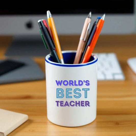 Worlds Best Teacher Pen Pencil Pot, Made to Order, Choice of Colours, Teacher Gifts for All, End of Term, Gifts for All Occasions