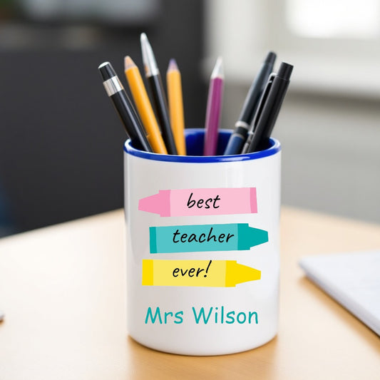 Best Teacher Ever Personalised Pen Pot, End of Term Gifts, Gifts for Teacher, End of Term, End of Year, Personalised Gifts for all Occasions