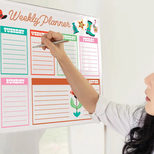 Western Weekly Wall Planner, Personalised Extra Large Planner, Weekly Organising Board, Wall Mountable, Wipe Clean Kitchen Menu Board