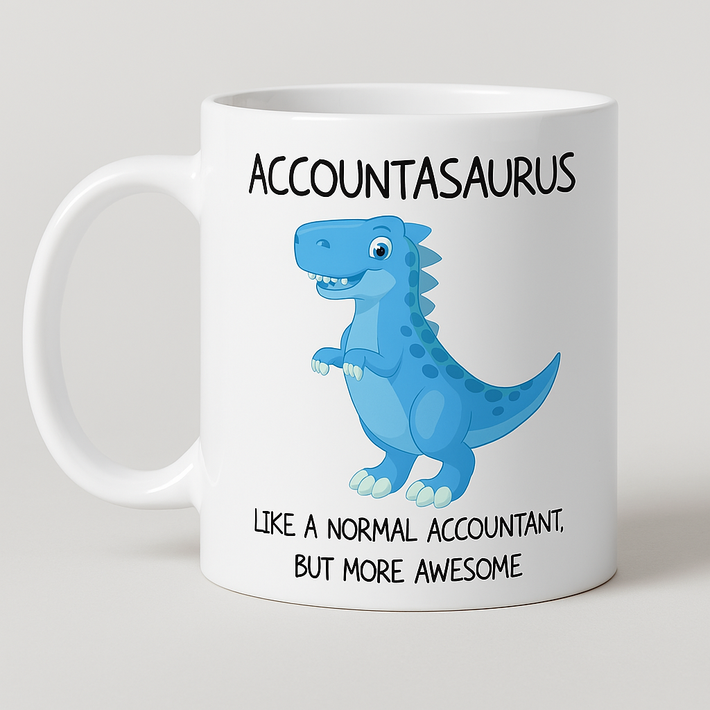 Accountasaurus Ceramic Coffee Mug – Funny Gift for Accountants