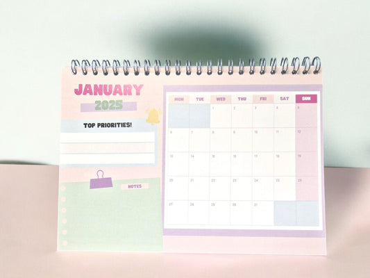 Pastel Wirebound Desk Calendar