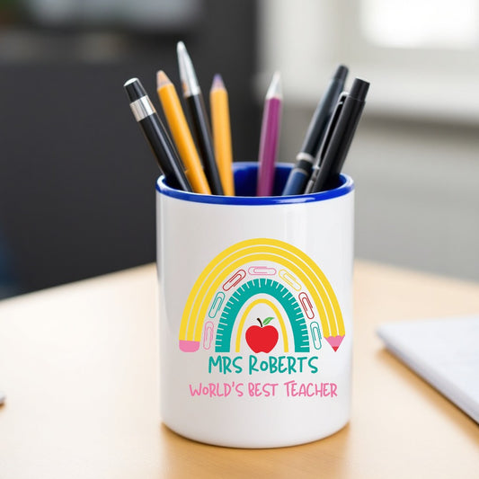 Pencil & Paperclips Personalised Teacher Pen Pencil Pot, Made to Order, Personalised Teacher Gifts, End of Term, Gifts for All Occasions